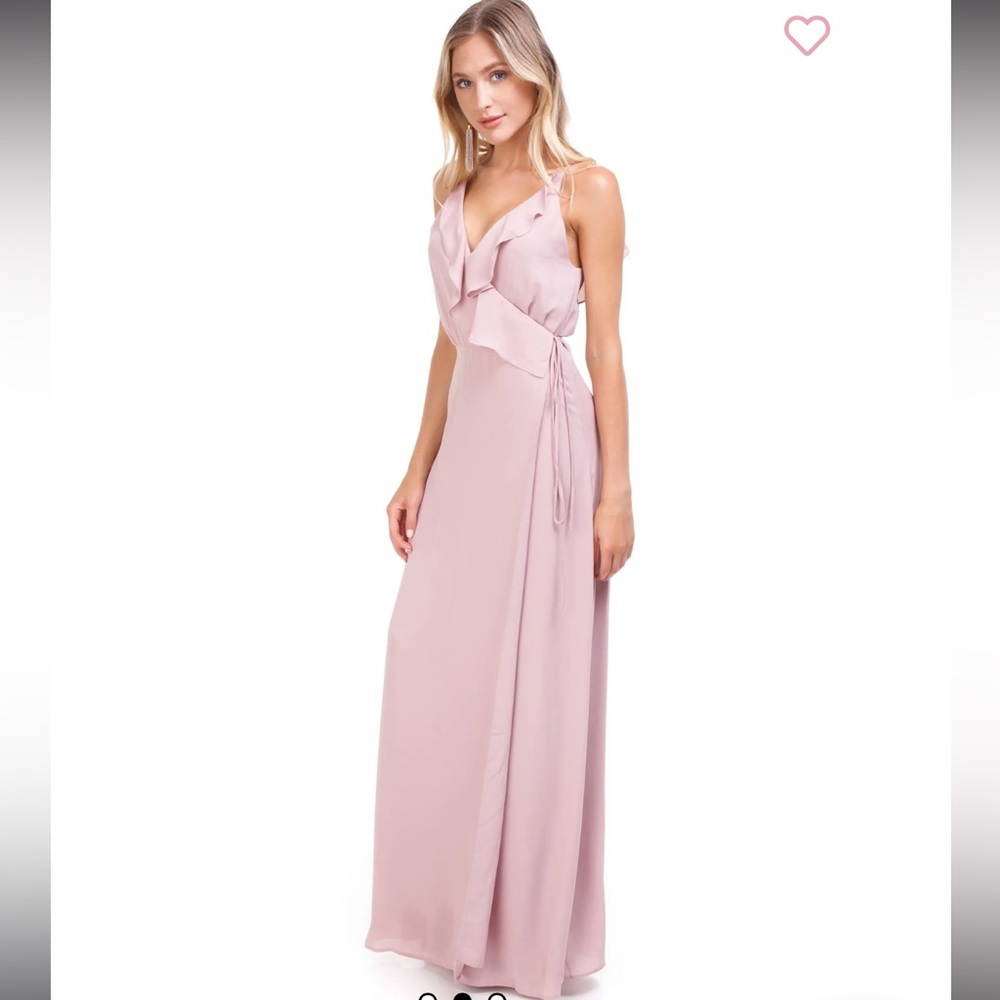 WAYF JAMIE RUFFLE WRAP GOWN NWT